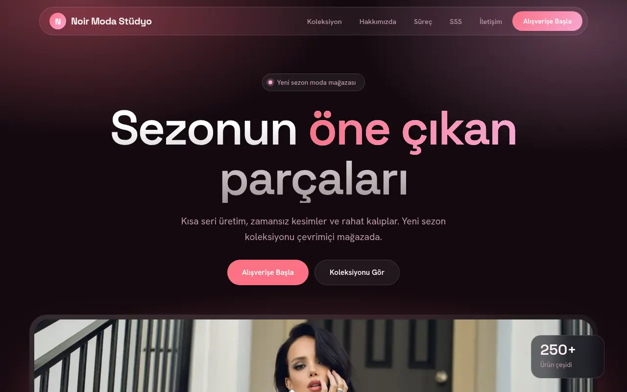 Giyim E-Ticaret Web Sitesi — Noir Moda Stüdyo